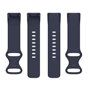 For Fitbit Charge 6 Solid Color Butterfly Buckle Silicone Watch Band, Size:S Size(Dark Blue)