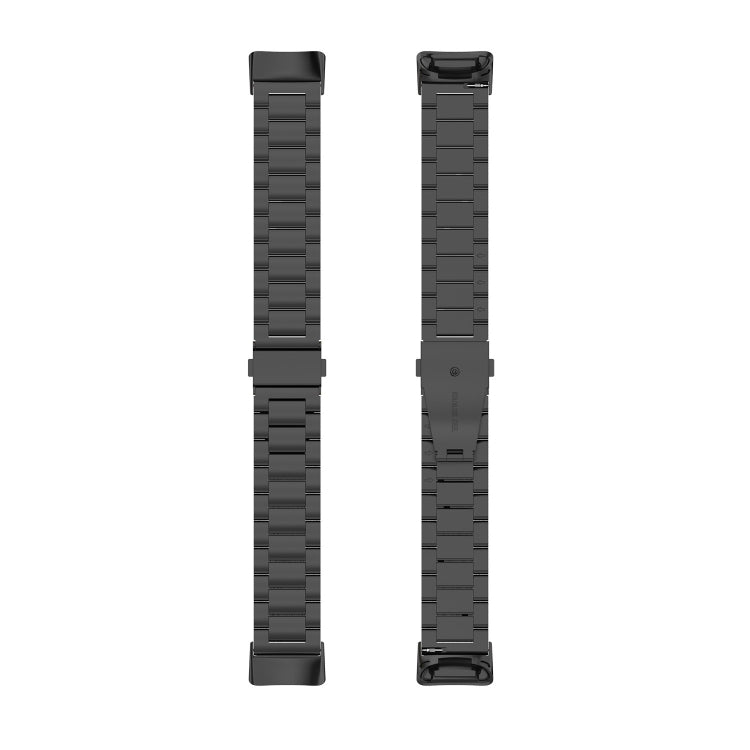 For Fitbit Charge 6 Three Beads Stainless Steel Metal Watch Band(Black)