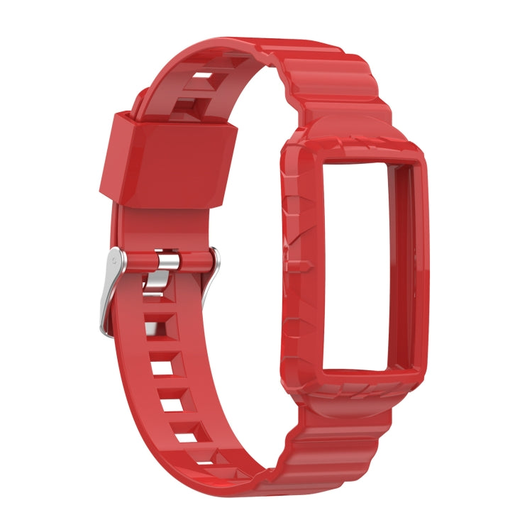 For Fitbit Charge 6 / 5 / 4 / 3 Armor Integrated TPU Watch Band(Red)