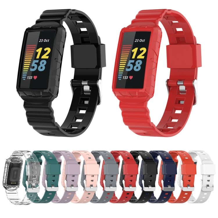 For Fitbit Charge 6 / 5 / 4 / 3 Armor Integrated TPU Watch Band(White)