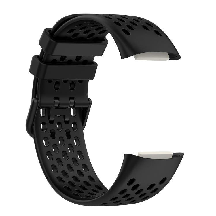 For Fitbit Charge 6 Solid Color Breathable Sports Silicone Watch Band(Black)