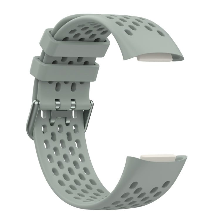 For Fitbit Charge 6 Solid Color Breathable Sports Silicone Watch Band(Gray)