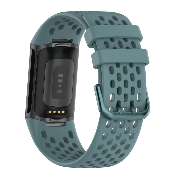 For Fitbit Charge 6 Solid Color Breathable Sports Silicone Watch Band(Blue)