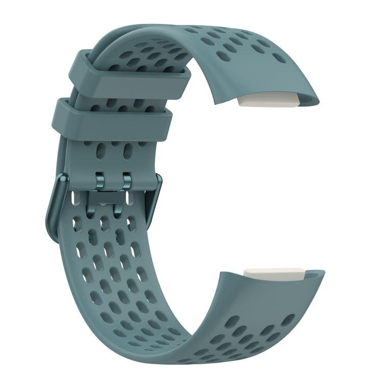 For Fitbit Charge 6 Solid Color Breathable Sports Silicone Watch Band(Blue)