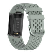 For Fitbit Charge 5 Solid Color Breathable Sports Silicone Watch Band(Gray)