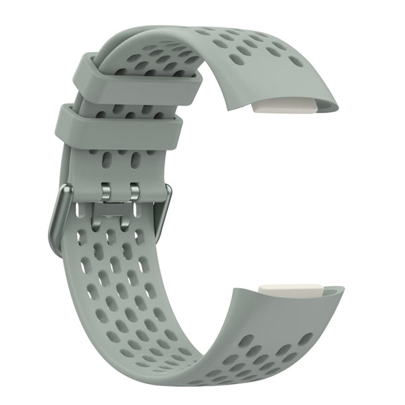 For Fitbit Charge 5 Solid Color Breathable Sports Silicone Watch Band(Gray)