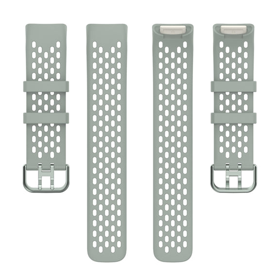 For Fitbit Charge 5 Solid Color Breathable Sports Silicone Watch Band(Gray)