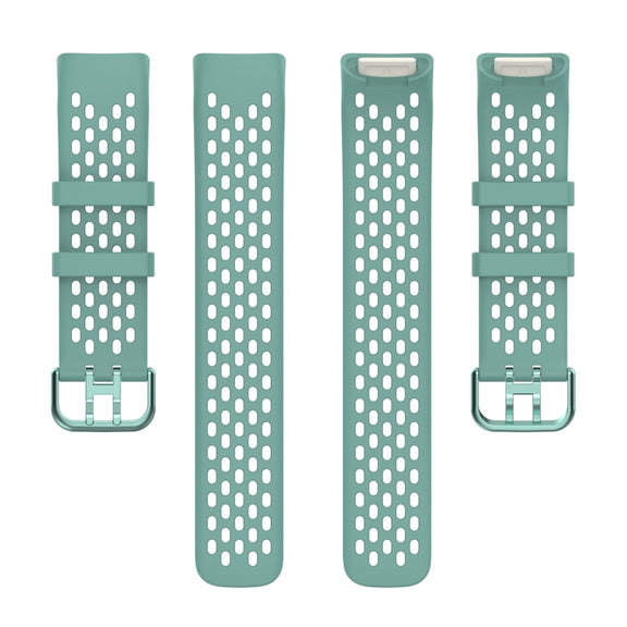 For Fitbit Charge 5 Solid Color Breathable Sports Silicone Watch Band(Pine Green)