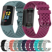 For Fitbit Charge 6 Solid Color Breathable Sports Silicone Watch Band(Pine Green)