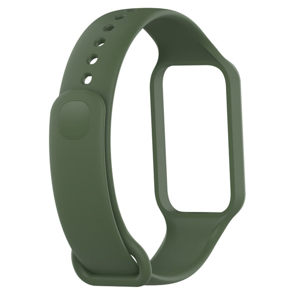 For Xiaomi Mi Band 8 Active Solid Color Integrated Silicone Watch Band(Army Green)