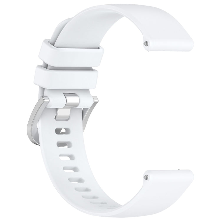 For Garmin Active5 Liquid Glossy Silver Buckle Silicone Watch Band(White)
