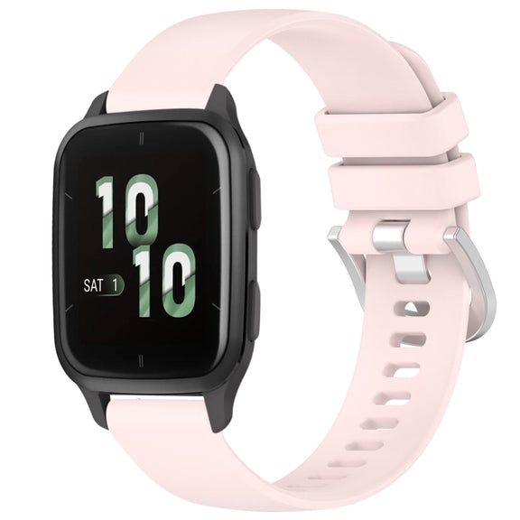 For Garmin Venu SQ2 Liquid Glossy Silver Buckle Silicone Watch Band(Pink)