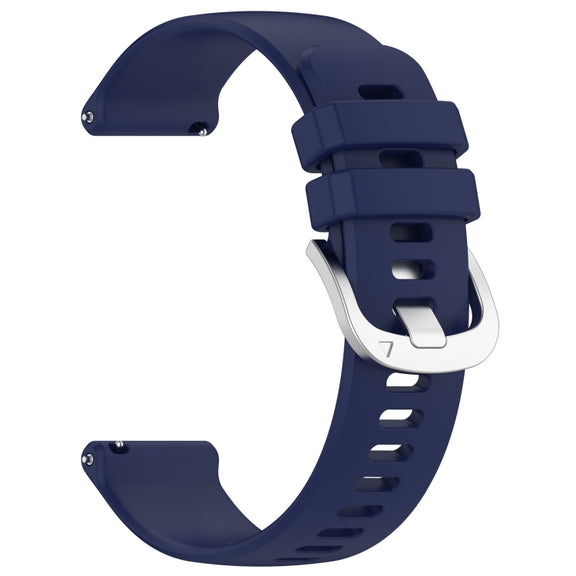 For Garmin Venu SQ2 Liquid Glossy Silver Buckle Silicone Watch Band(Dark Blue)