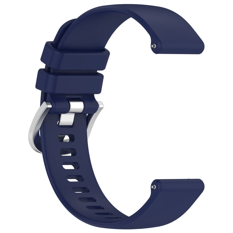 For Garmin Venu SQ2 Liquid Glossy Silver Buckle Silicone Watch Band(Dark Blue)