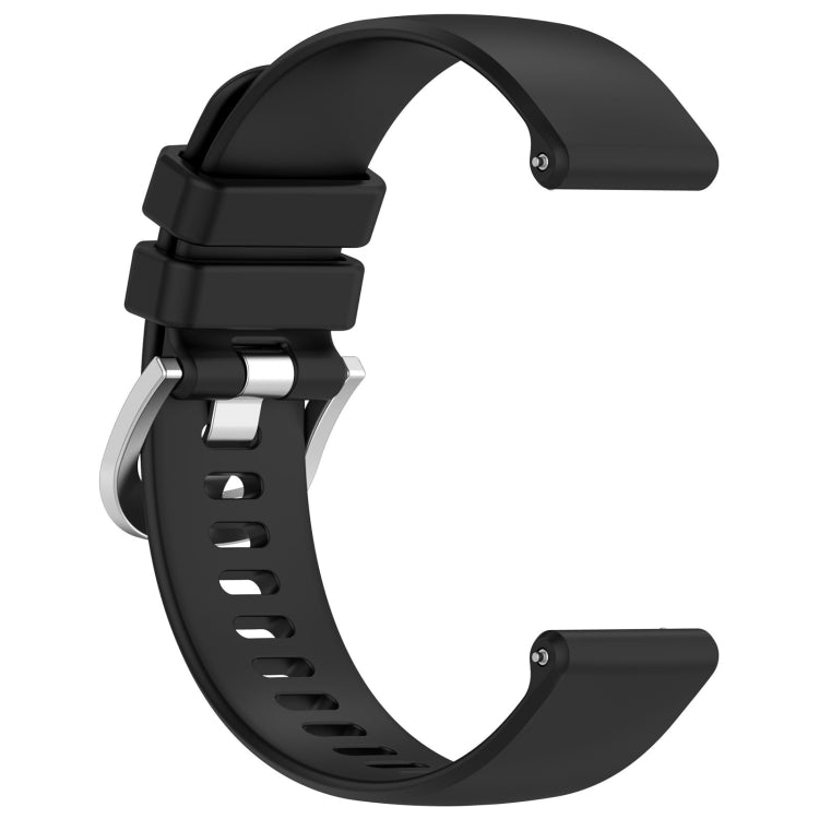 For Garmin Venu 2 Plus Liquid Glossy Silver Buckle Silicone Watch Band(Black)