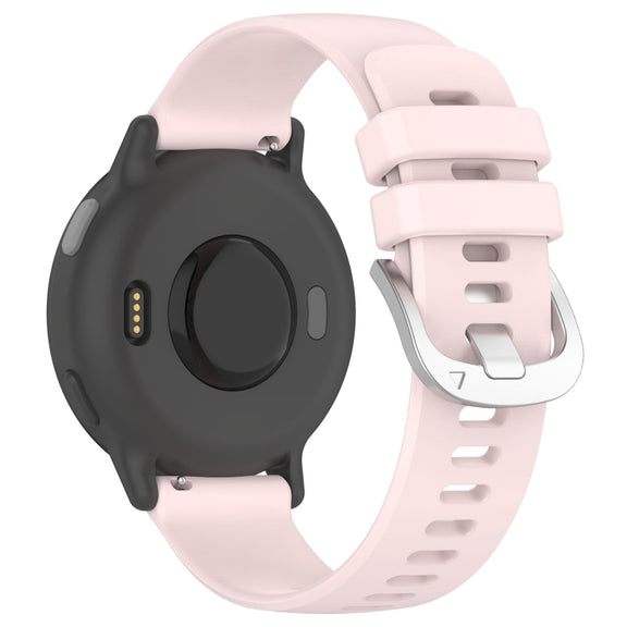 For Garmin Venu 2 Plus Liquid Glossy Silver Buckle Silicone Watch Band(Pink)