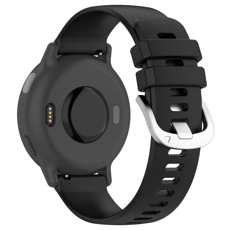 For Garmin Vivomove HR Sport Liquid Glossy Silver Buckle Silicone Watch Band(Black)