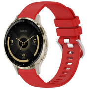 For Garmin Venu 3S Liquid Glossy Silver Buckle Silicone Watch Band(Red)