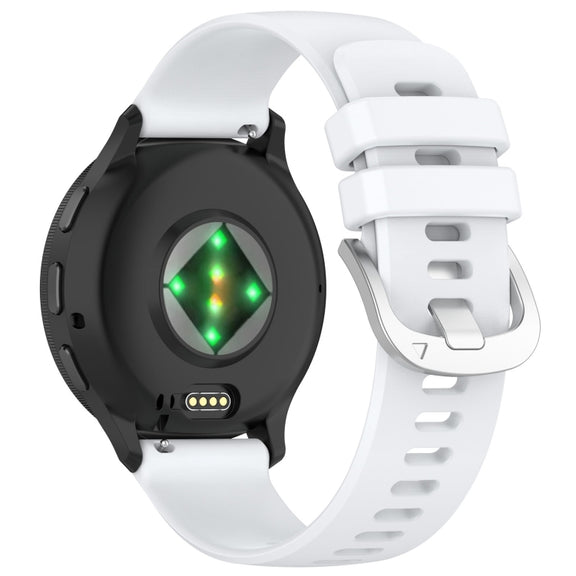 For Garmin Venu 2S Liquid Glossy Silver Buckle Silicone Watch Band(White)