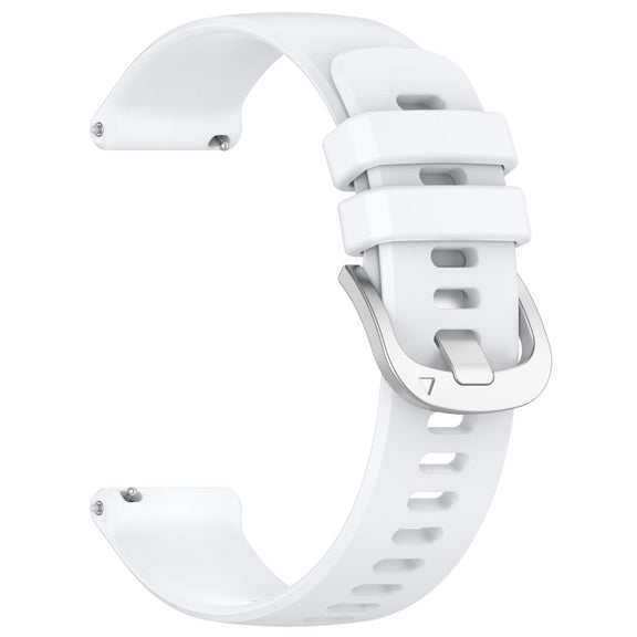 For Garmin Venu 2S Liquid Glossy Silver Buckle Silicone Watch Band(White)