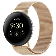 For Google Pixel Watch 2 Milan Magnetic Steel Mesh Watch Band(Champagne)