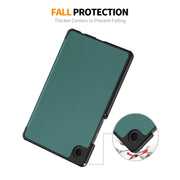 For Samsung Galaxy Tab A9 8.7 ENKAY Tri-fold Custer Texture Leather Smart Tablet Case(Dark Green)