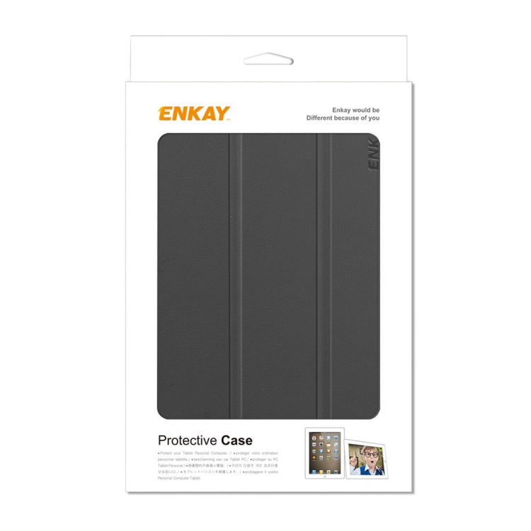 For Samsung Galaxy Tab A9 8.7 ENKAY Tri-fold Custer Texture Leather Smart Tablet Case(Dark Blue)
