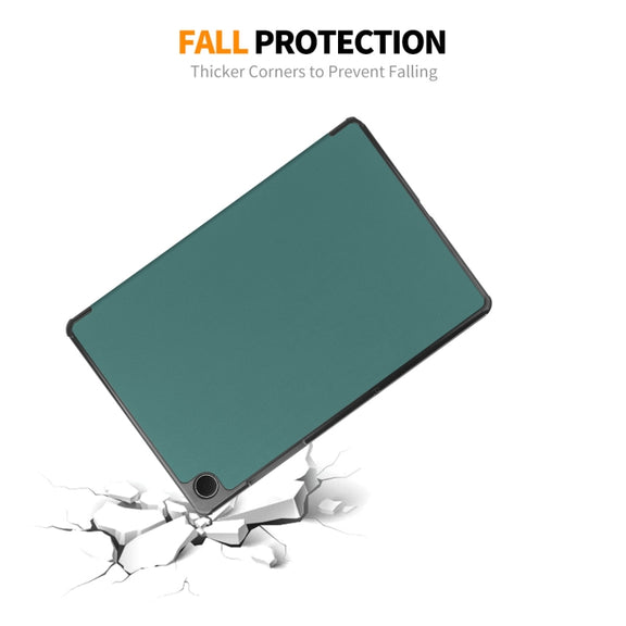 For Samsung Galaxy Tab A9+ 11.0 ENKAY Tri-fold Custer Texture Leather Smart Tablet Case(Grey)