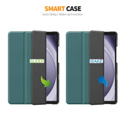 For Samsung Galaxy Tab A9+ 11.0 ENKAY Tri-fold Custer Texture Leather Smart Tablet Case(Dark Blue)