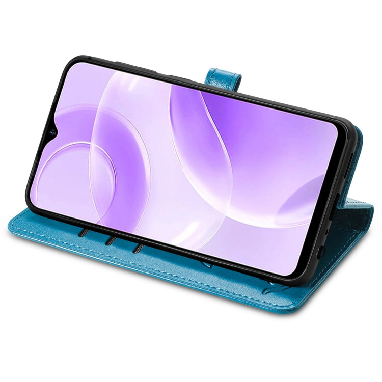 For Ulefone Note 15 Cat and Dog Embossed Leather Phone Case(Blue)
