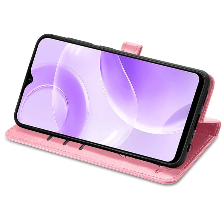 For Ulefone Note 15 Cat and Dog Embossed Leather Phone Case(Pink)