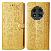 For Ulefone Note 15 Cat and Dog Embossed Leather Phone Case(Yellow)
