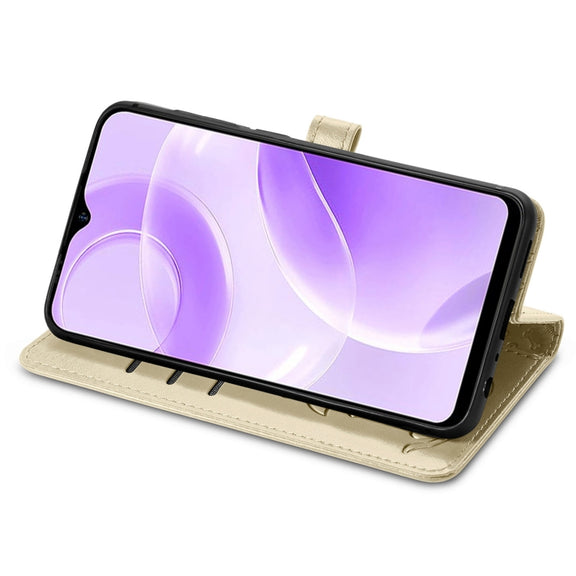 For Ulefone Note 15 Cat and Dog Embossed Leather Phone Case(Gold)