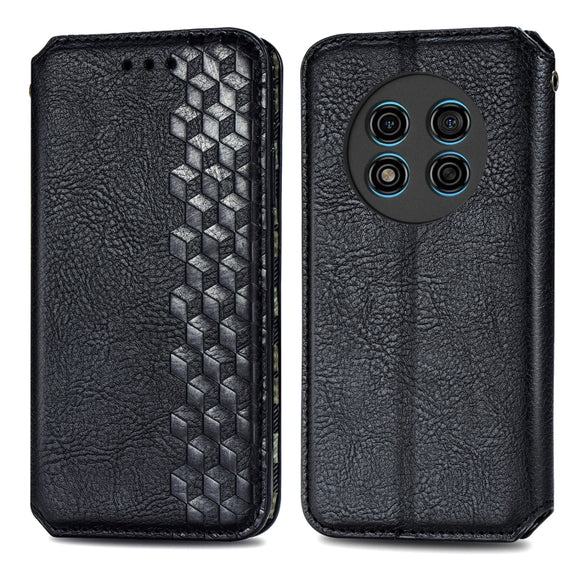 For Ulefone Note 15 Cubic Grid Pressed Magnetic Leather Phone Case(Black)