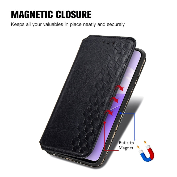 For Ulefone Note 15 Cubic Grid Pressed Magnetic Leather Phone Case(Black)