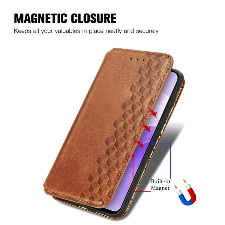 For Ulefone Note 15 Cubic Grid Pressed Magnetic Leather Phone Case(Brown)
