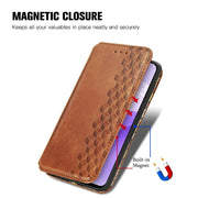 For Ulefone Note 15 Cubic Grid Pressed Magnetic Leather Phone Case(Brown)