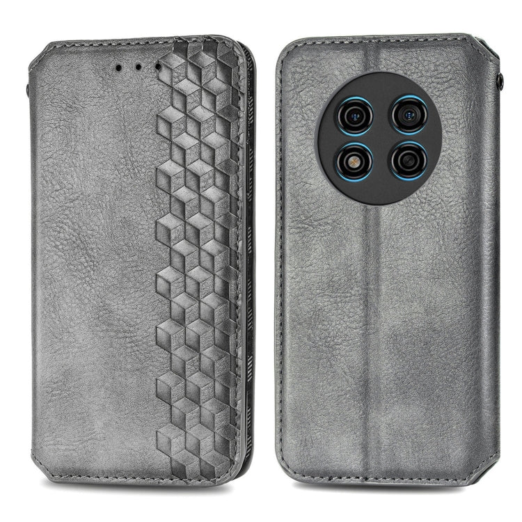 For Ulefone Note 15 Cubic Grid Pressed Magnetic Leather Phone Case(Grey)