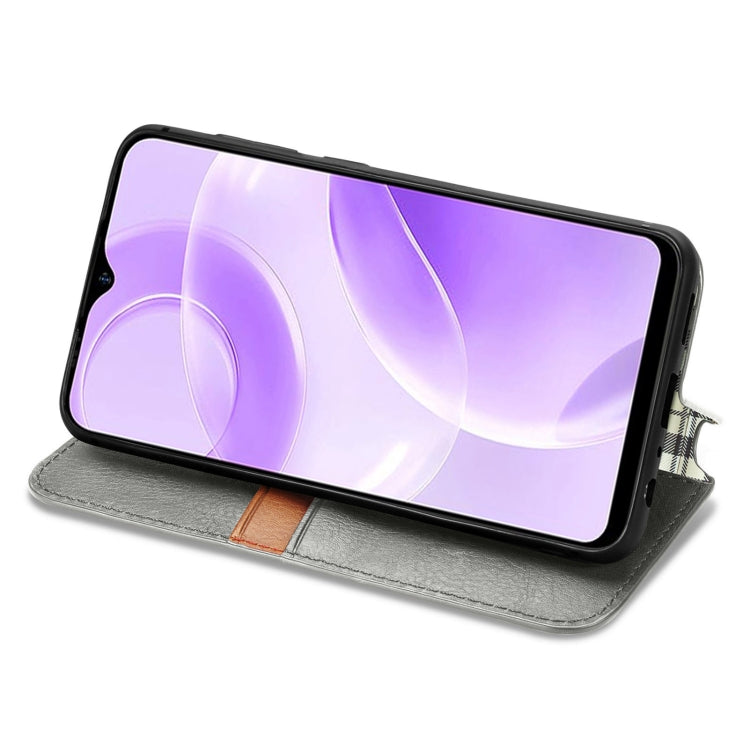 For Ulefone Note 15 Cubic Grid Pressed Magnetic Leather Phone Case(Grey)