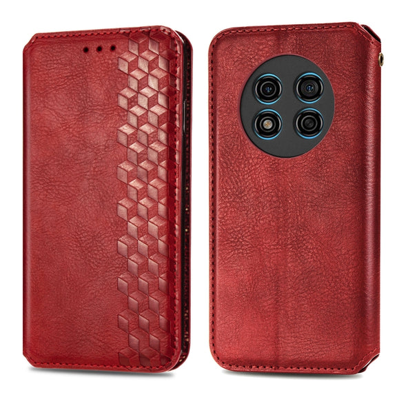 For Ulefone Note 15 Cubic Grid Pressed Magnetic Leather Phone Case(Red)