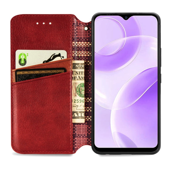 For Ulefone Note 15 Cubic Grid Pressed Magnetic Leather Phone Case(Red)