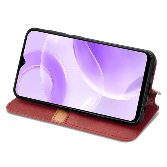 For Ulefone Note 15 Cubic Grid Pressed Magnetic Leather Phone Case(Red)