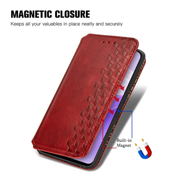 For Ulefone Note 15 Cubic Grid Pressed Magnetic Leather Phone Case(Red)