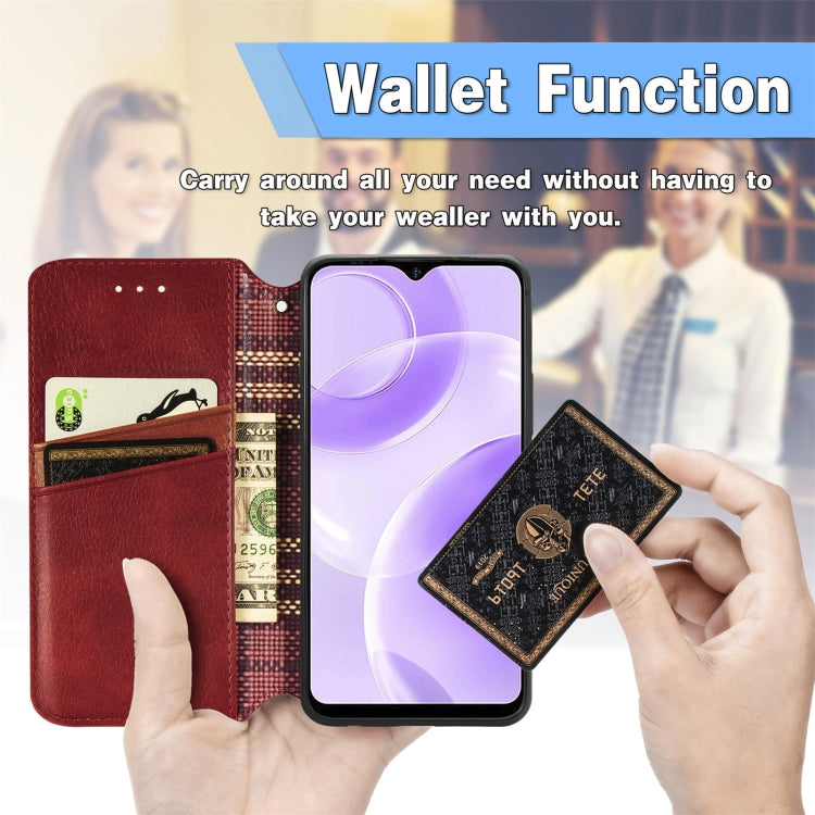 For Ulefone Note 15 Cubic Grid Pressed Magnetic Leather Phone Case(Red)