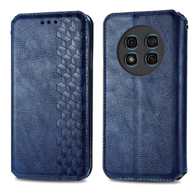 For Ulefone Note 15 Cubic Grid Pressed Magnetic Leather Phone Case(Blue)