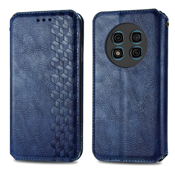 For Ulefone Note 15 Cubic Grid Pressed Magnetic Leather Phone Case(Blue)