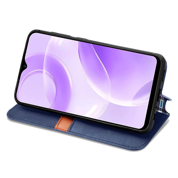 For Ulefone Note 15 Cubic Grid Pressed Magnetic Leather Phone Case(Blue)