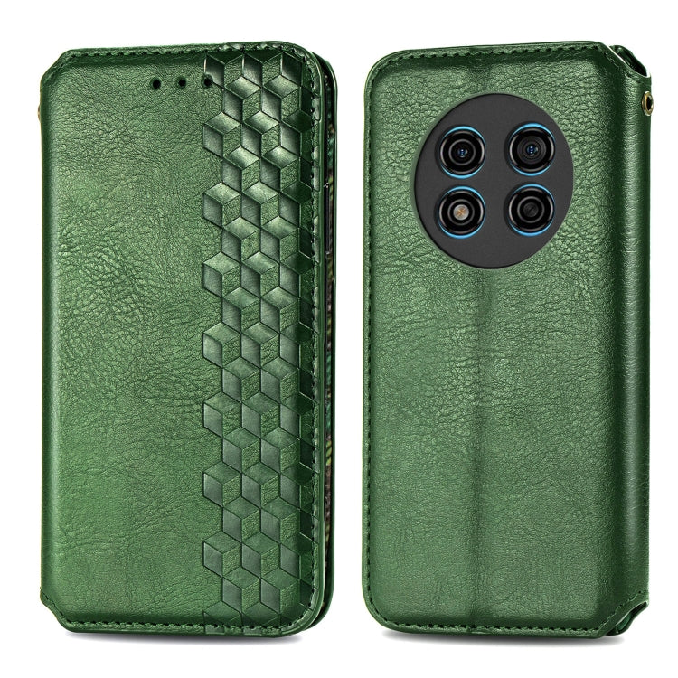 For Ulefone Note 15 Cubic Grid Pressed Magnetic Leather Phone Case(Green)