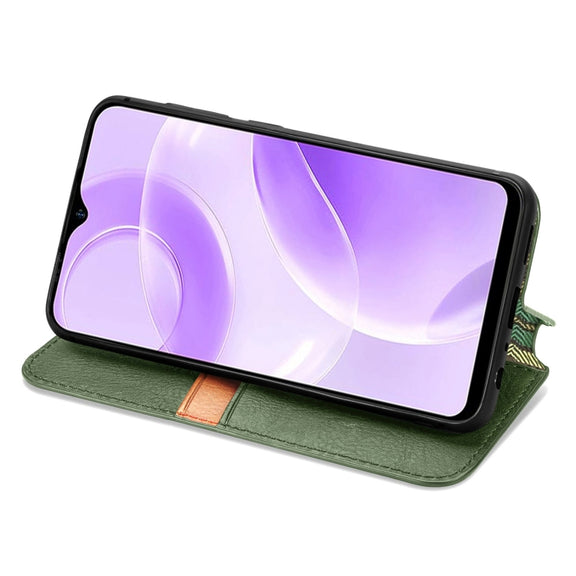 For Ulefone Note 15 Cubic Grid Pressed Magnetic Leather Phone Case(Green)
