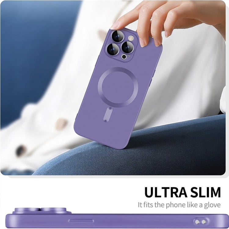 For iPhone 15 ENKAY MagSafe Matte TPU Phone Case with Lens Film(Purple)